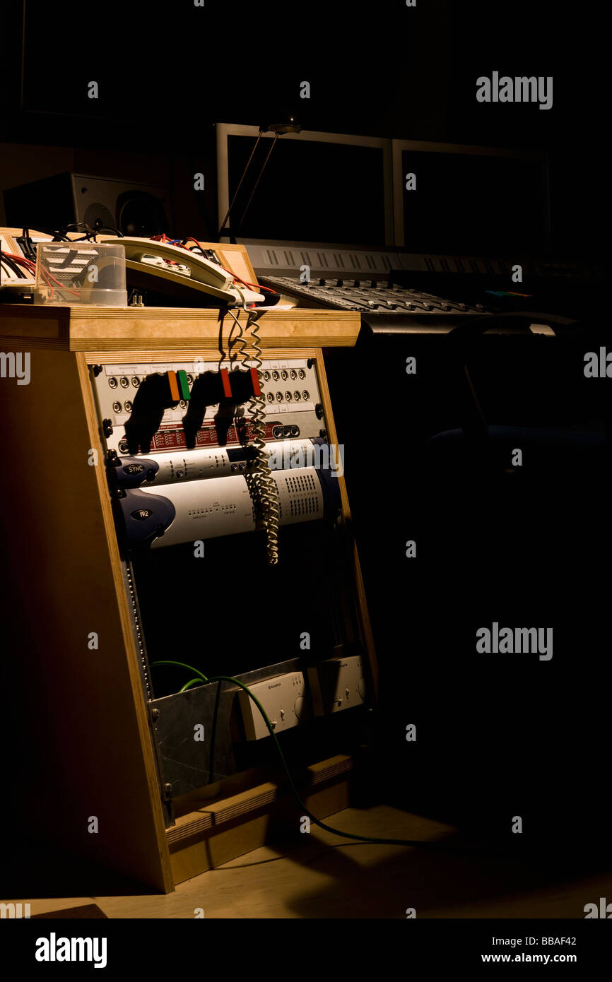 Old-fashioned control room in a sound studio Stock Photo