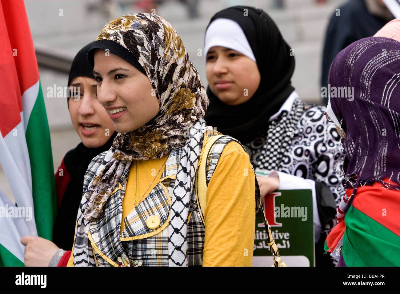 Muslim women at Gaza demo in london Stock Photo