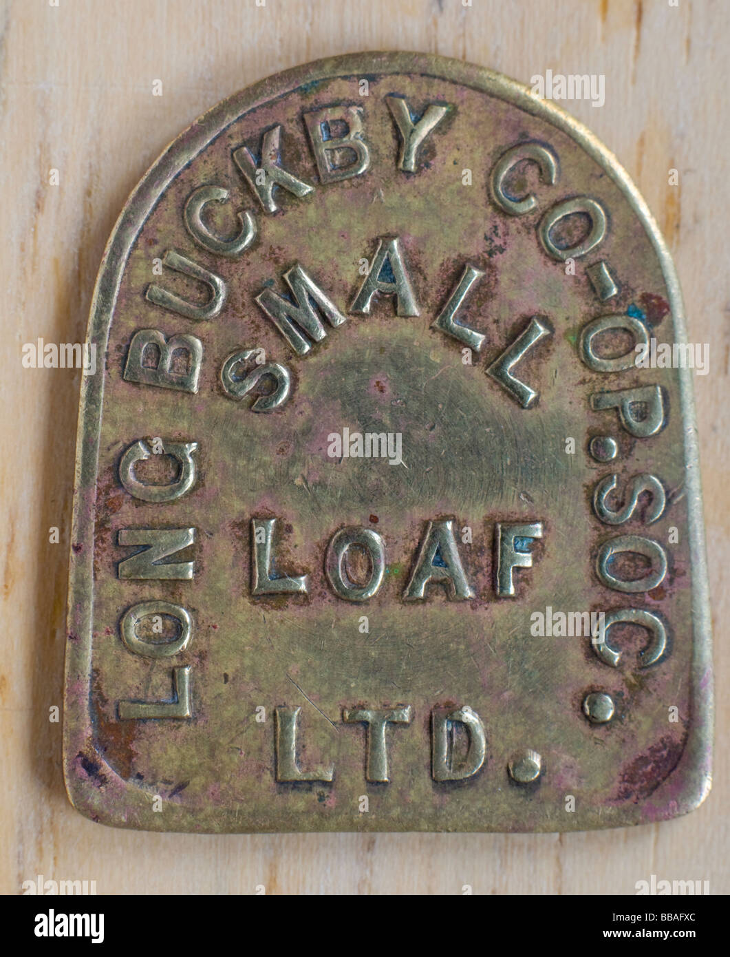 Long Buckby Coop Bread Token for a small loaf Stock Photo Alamy