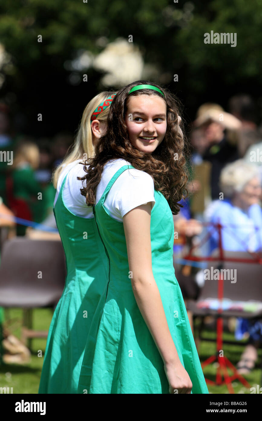 Young irish teenage girl wearing a traditional dancing costume at a summer  fete Stock Photo - Alamy