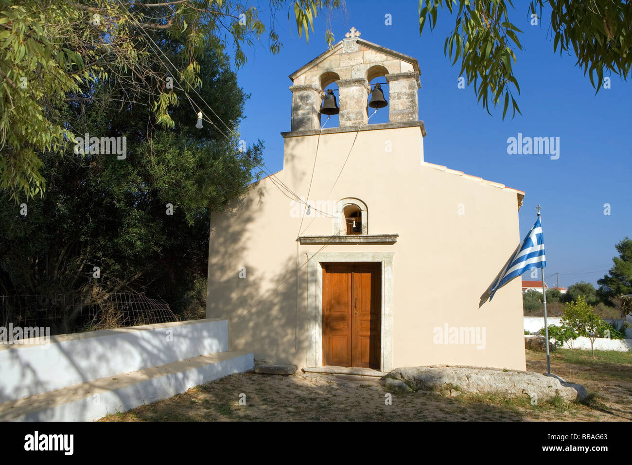 Cute little church Lakithra, Kefalonia, Greece, Europe Stock Photo