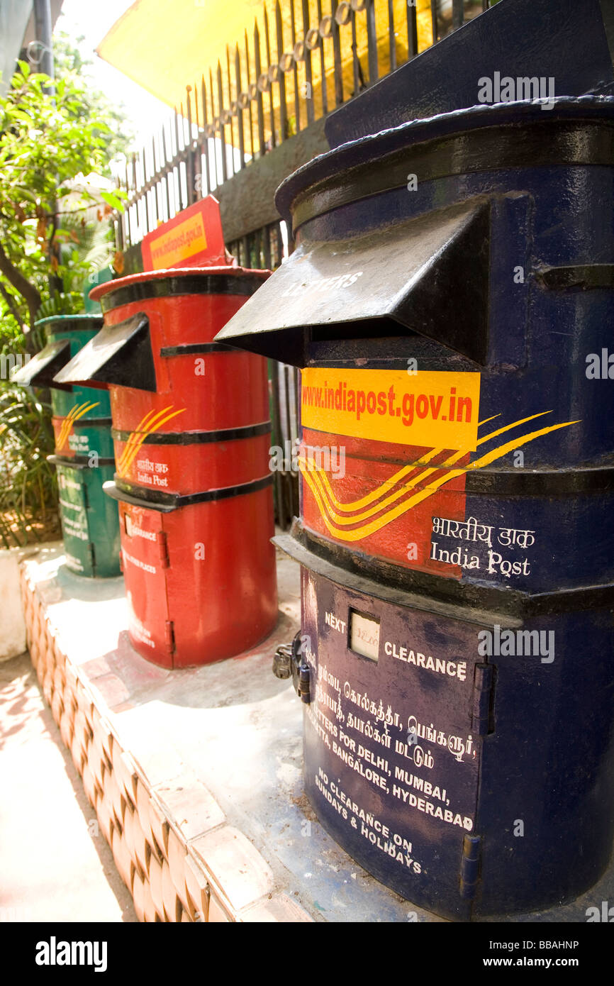 Postboxes outside of the main Post Office in Chennai, India Stock Photo