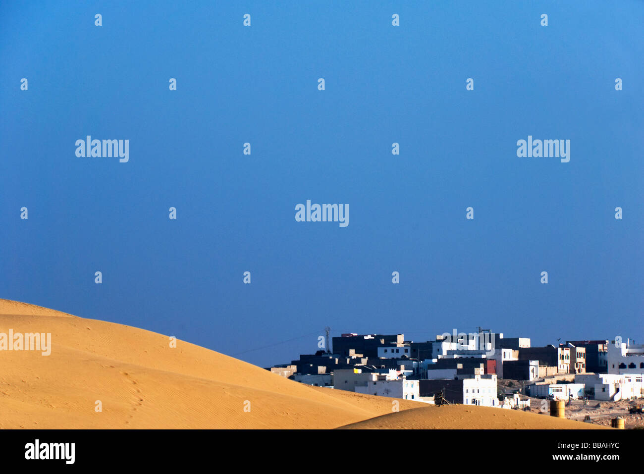 The village of Diabat, almost hidden in the sand dunes near Essaouria, Morocco, north Africa Stock Photo