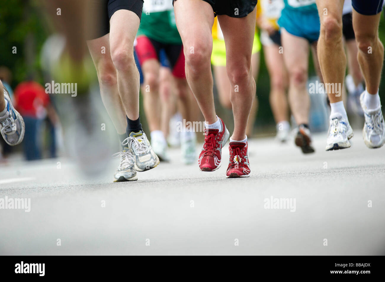 Close up of running feet Stock Photo