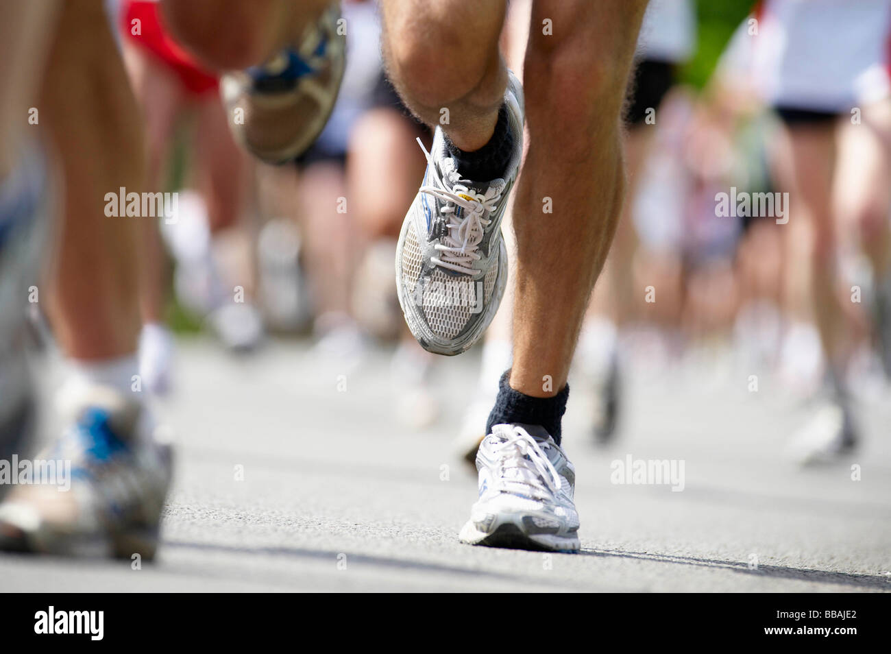 Close up of running feet Stock Photo