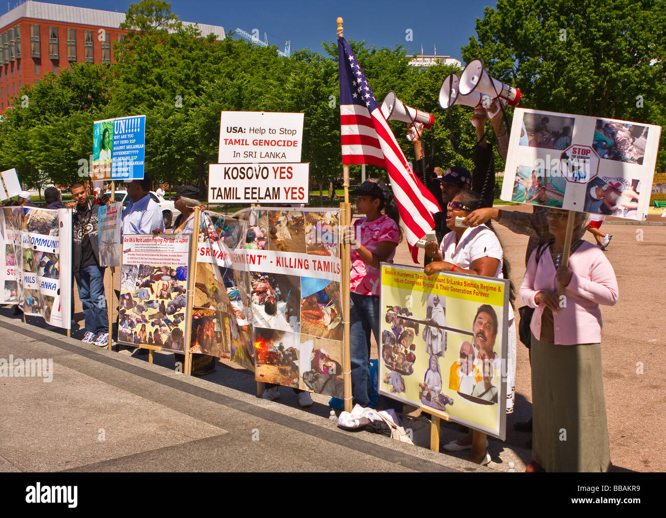 WASHINGTON DC USA Protestors from the group Tamils Against Genocide demonstrating near White House Stock Photo