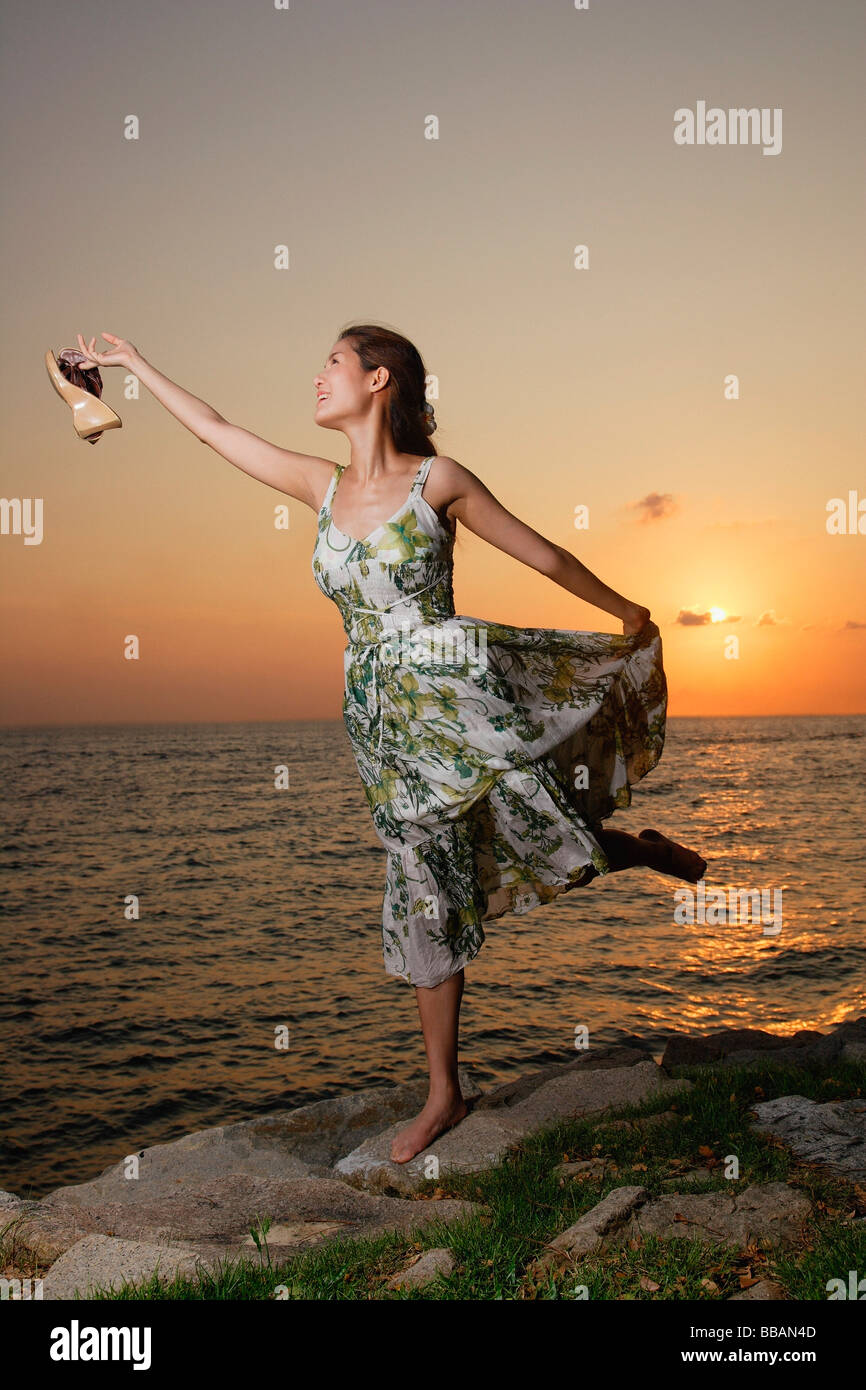 Woman dancing barefoot on rocks hi-res stock photography and images - Alamy