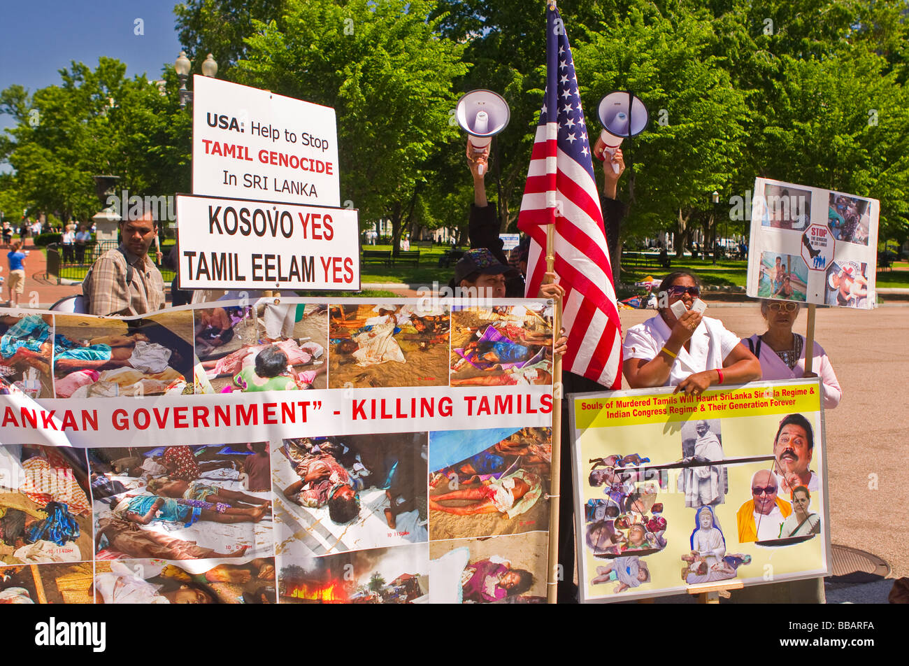 WASHINGTON DC USA Protestors from the group Tamils Against Genocide demonstrating near White House Stock Photo