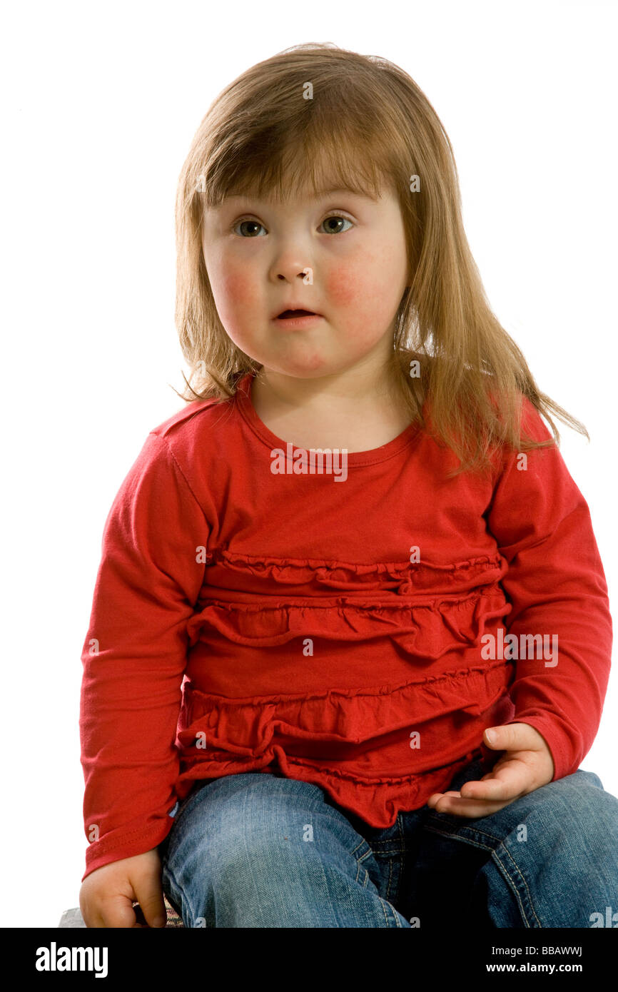 Young Down's Syndrome Girl Stock Photo