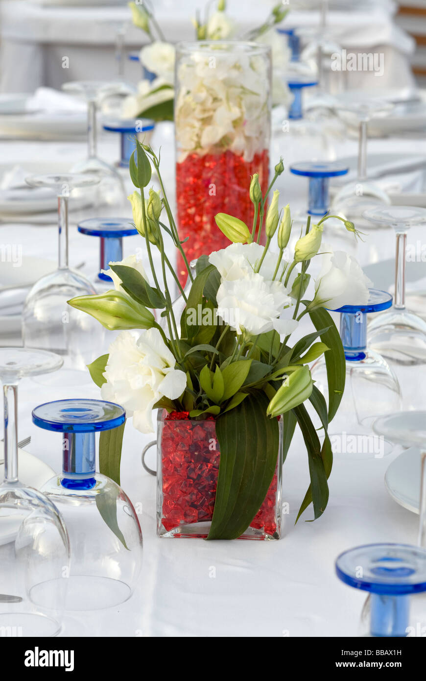 fresh beautiful flowers on the dining table Stock Photo Alamy