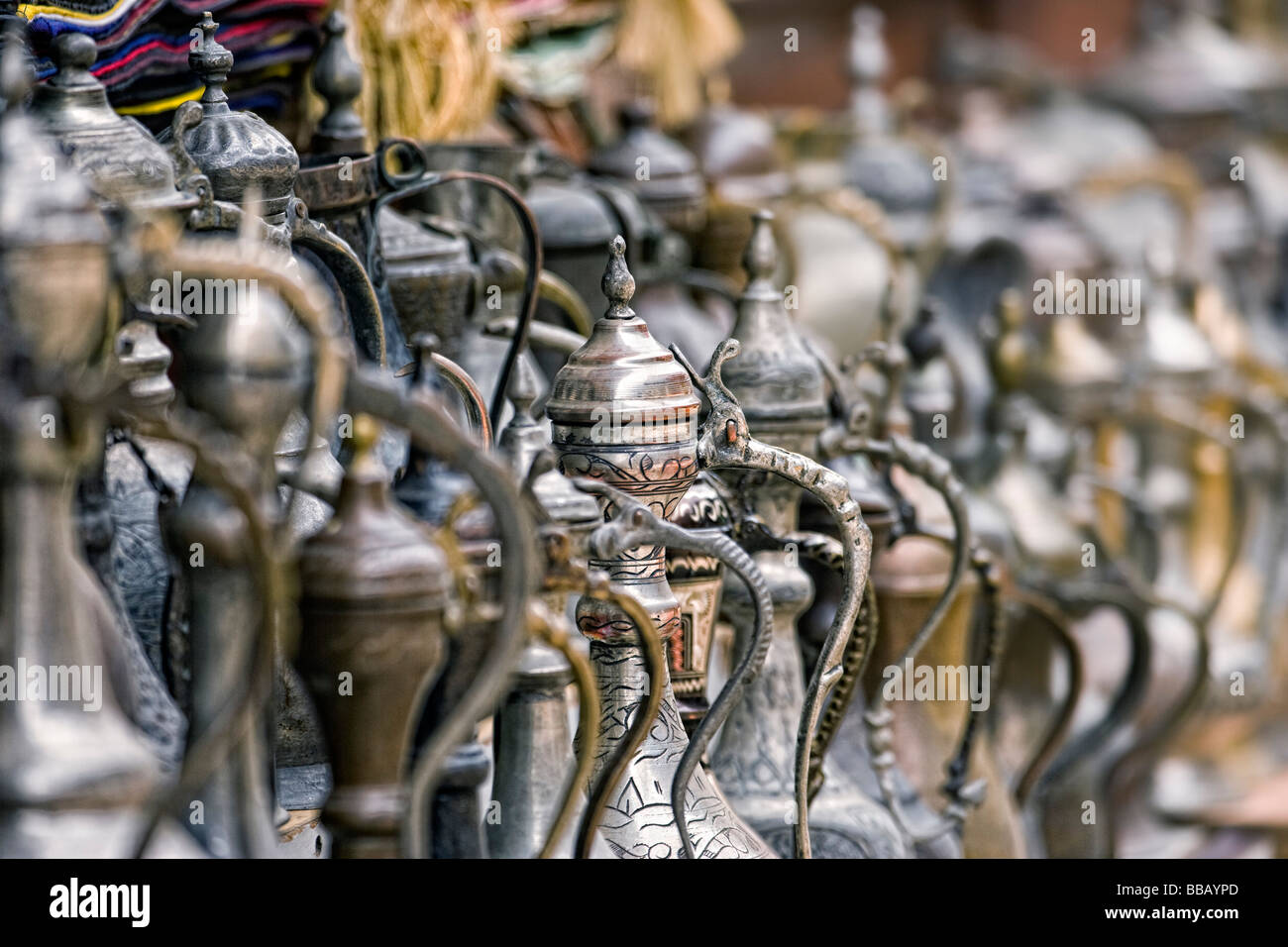 Grand Bazaar, Istanbul, Turkey; Closeup of Turkish teapots Stock Photo Alamy