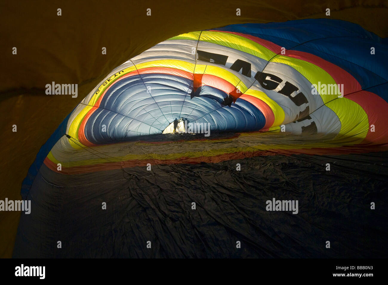 Hot air balloon being inflated Stock Photo - Alamy