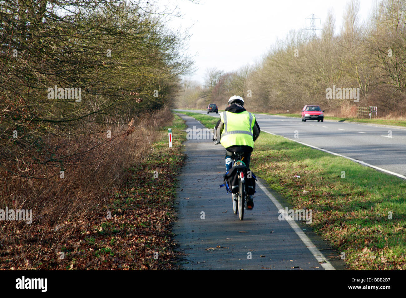 cyclist on cycle path Stock Photo Alamy