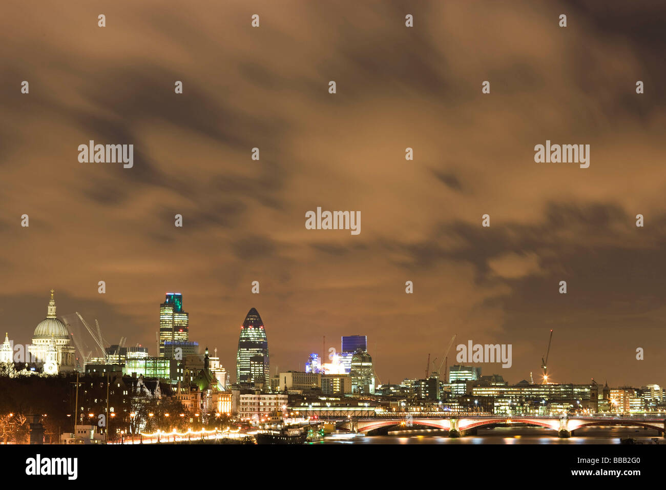 London financial district skyline Stock Photo