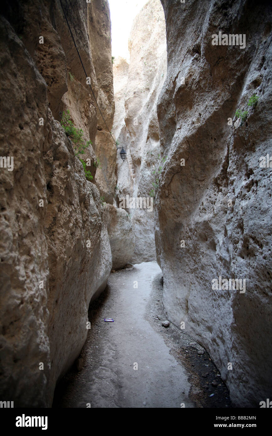 Narrow ravine leading to The Monastery and Church of St Sergius Stock Photo