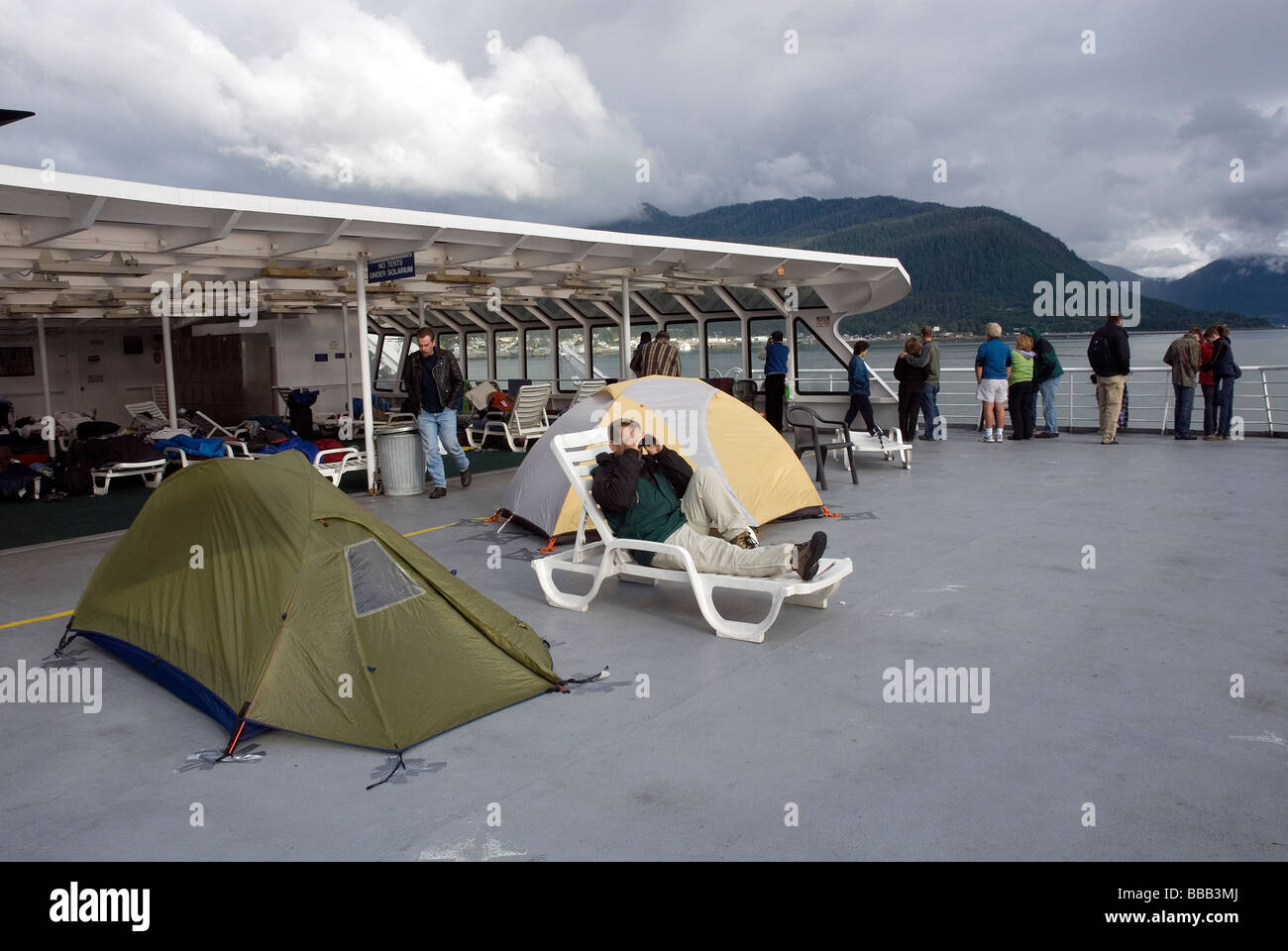 Solarium life on the M V Columbia Ferry Inside Passage Alaska USA Stock Photo