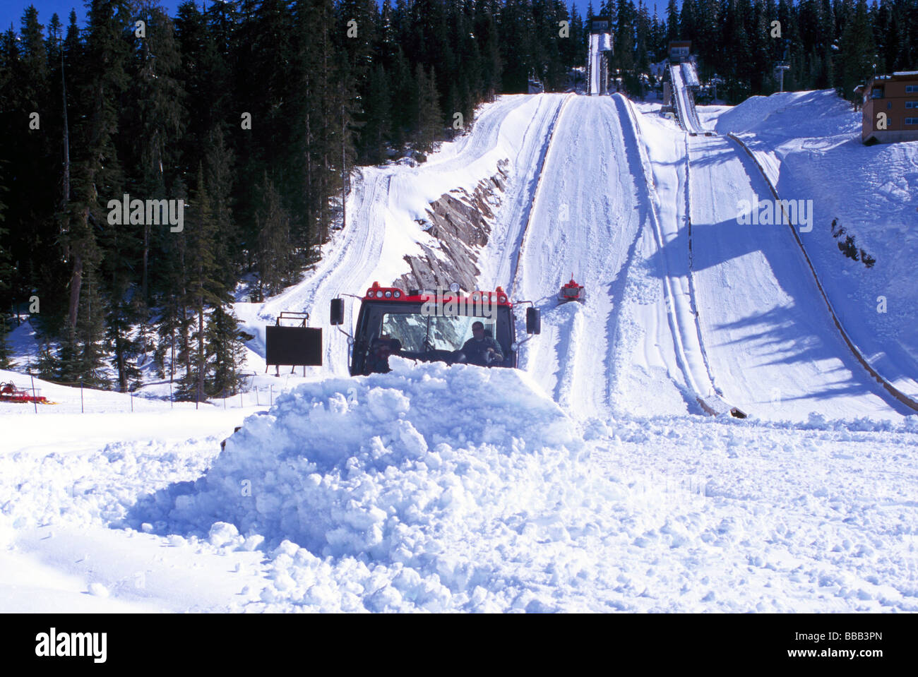 Snow Maintenance Machine prepares Ski Jumps at Whistler Olympic Park