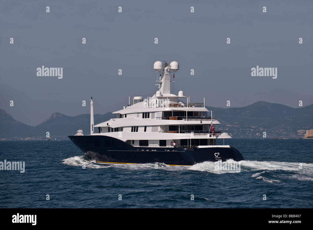 Abeking Rasmussen's 78.3 m super yacht C2 underway off Cannes launched at the end of 2008 and handed over to her new owner 2009 Stock Photo