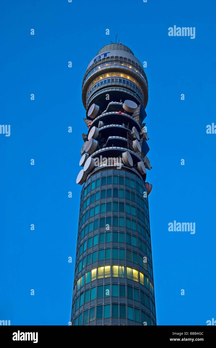 BT tower at night, london, england, uk Stock Photo