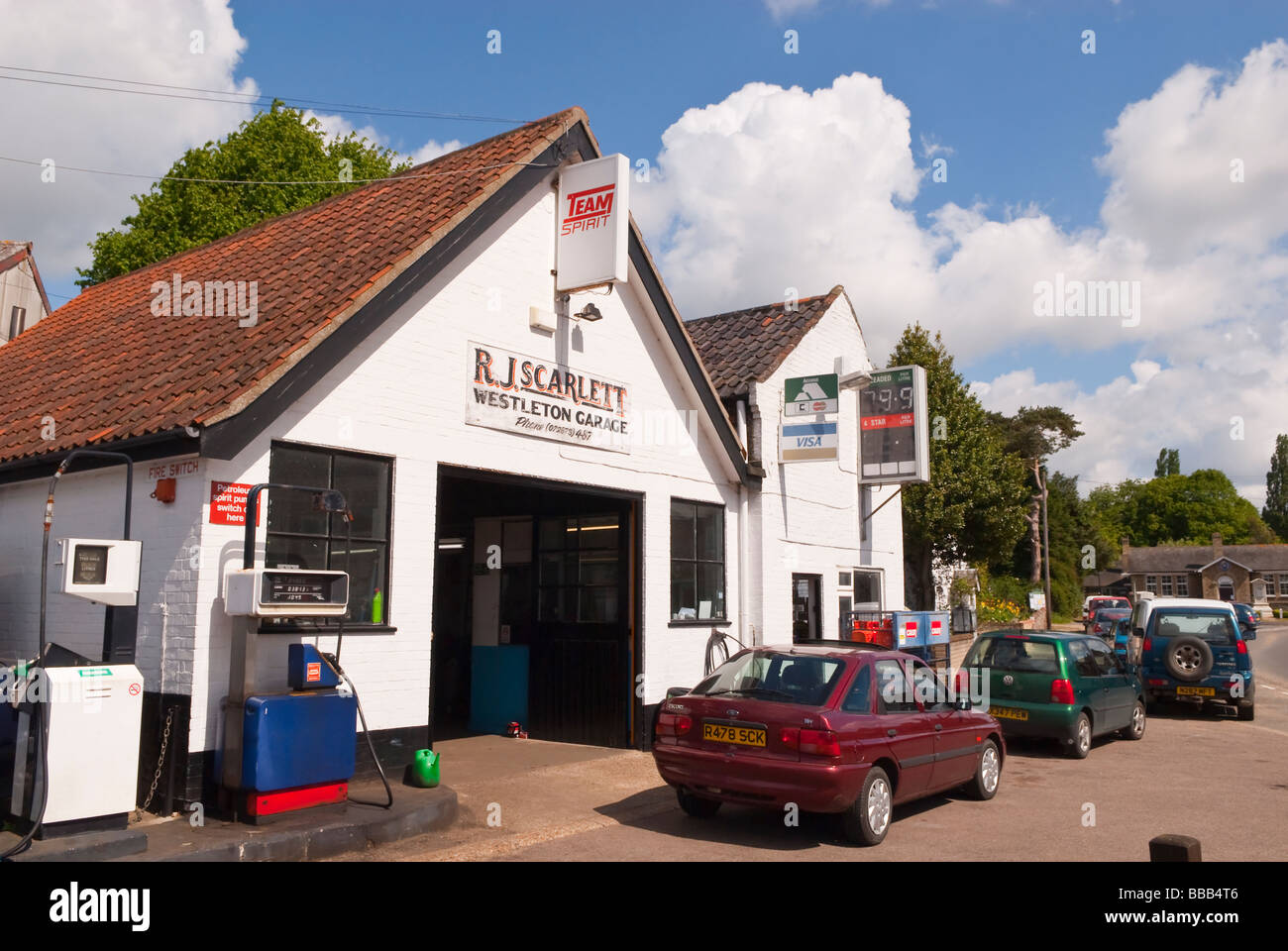 R.J.Scarlett the westleton garage and service station in the small village of Westleton,Suffolk,Uk Stock Photo