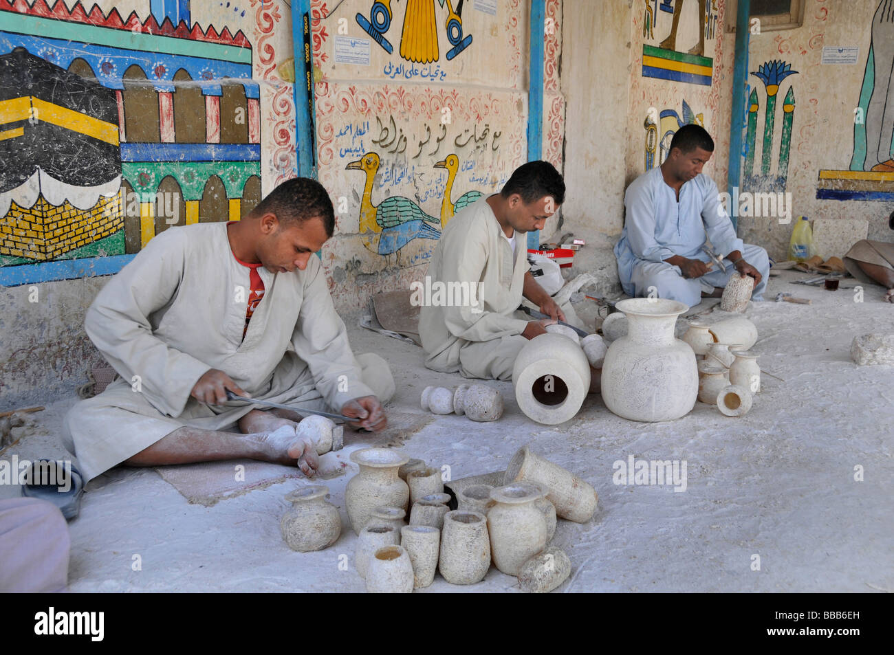 Alabaster souvenir factory on the west bank of the Nile River Luxor