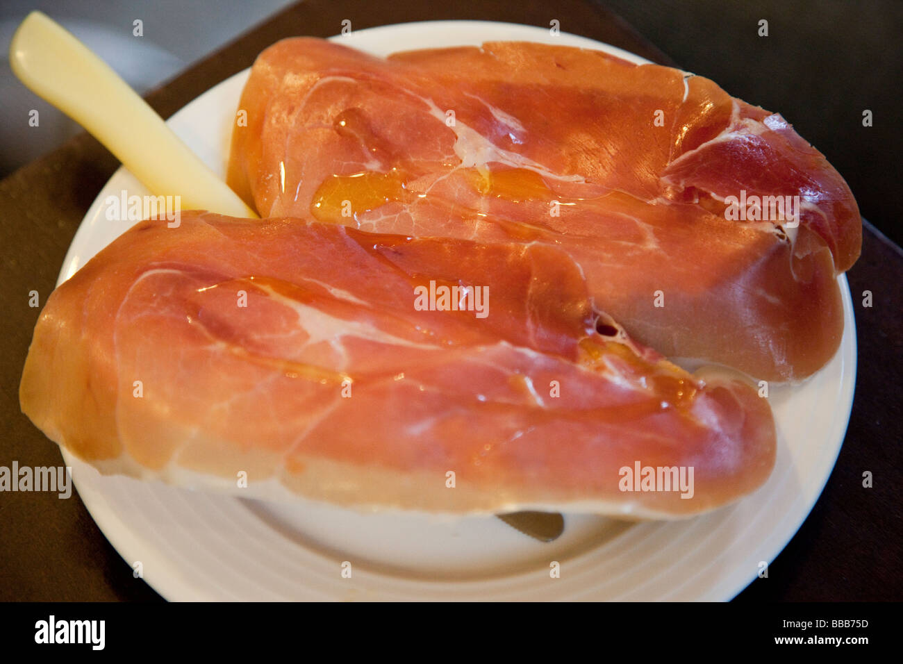 Cured Ham Tapa in a Bar in Cordoba Spain Stock Photo