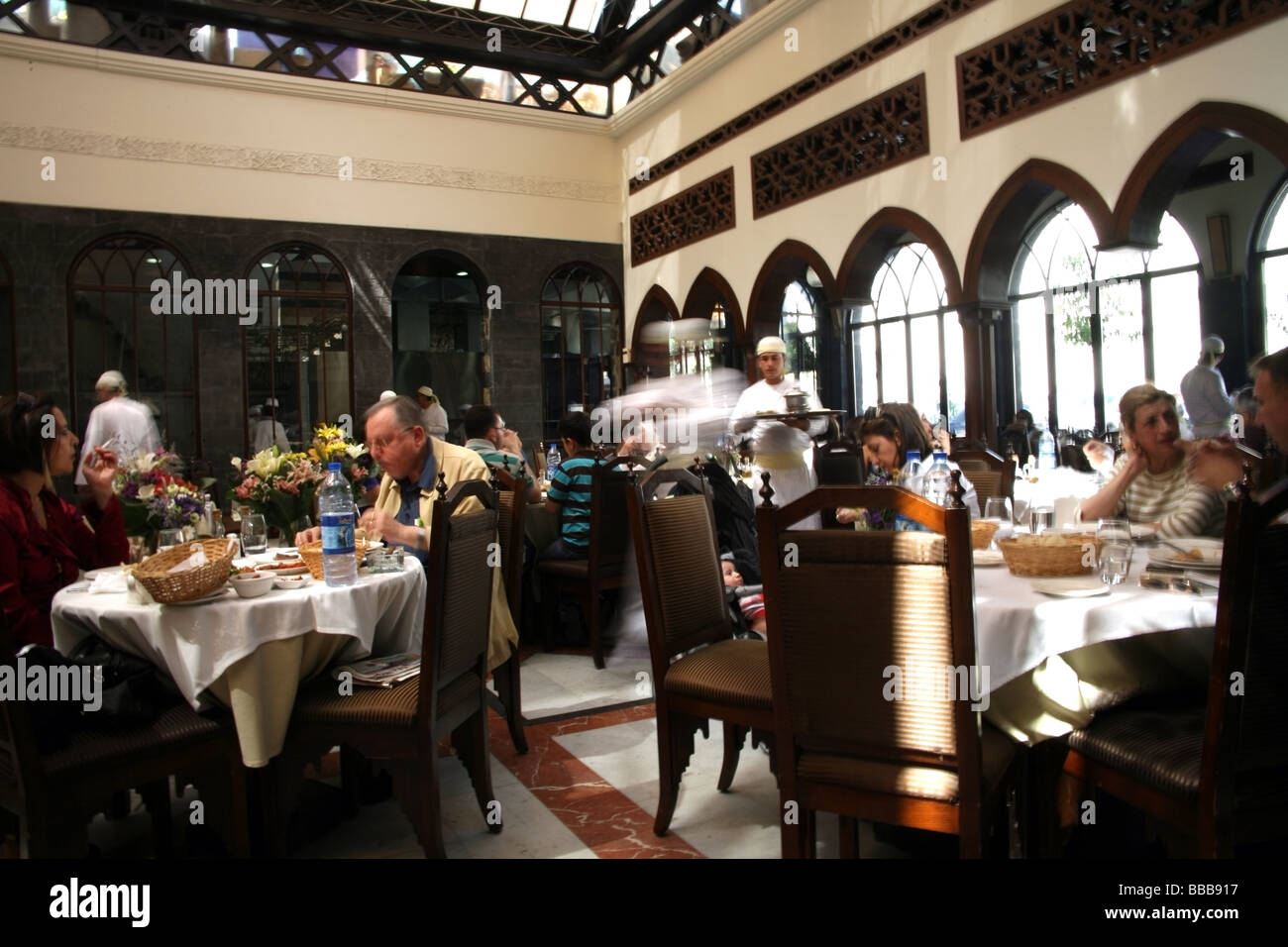 Inside Naranj restaurant one of the best restaurants in Damascus Stock Photo