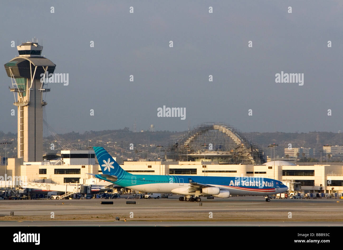 Air Tahiti Nui Airbus 340 at take off from LAX in Los Angeles California USA  Stock Photo