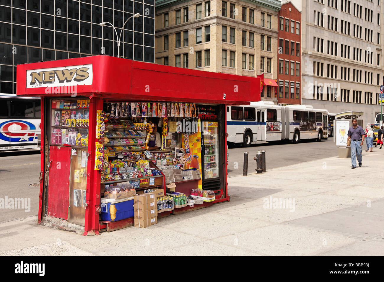 Typical newspaper stand in Lower Manhattan in New York New York Stock