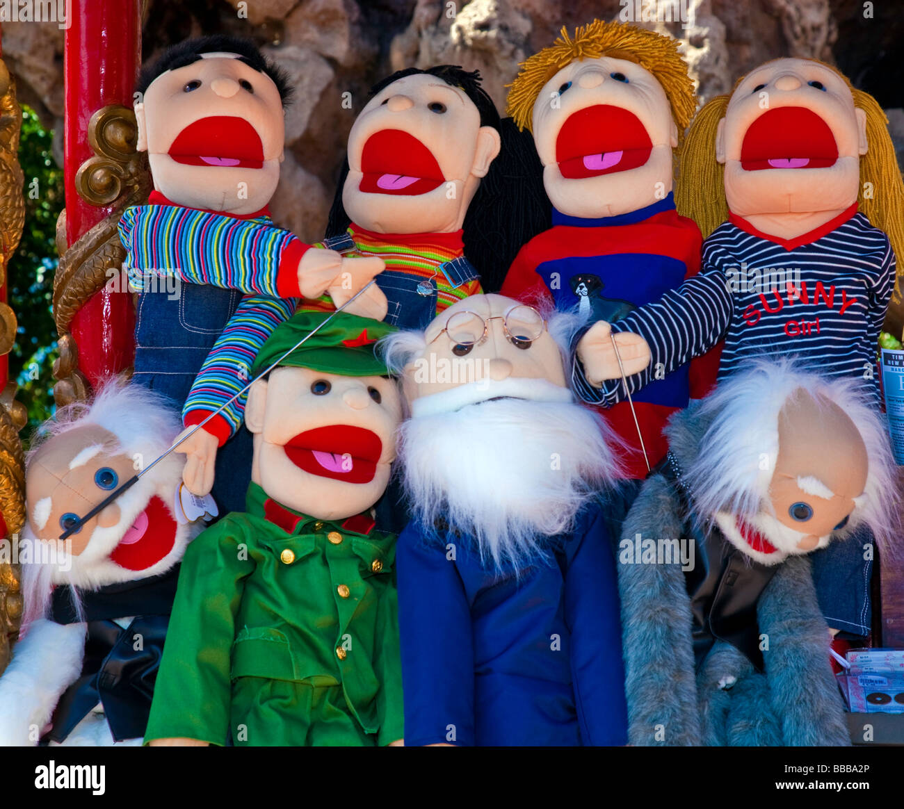 Mexico puppets for sale at Mexican flee market Stock Photo