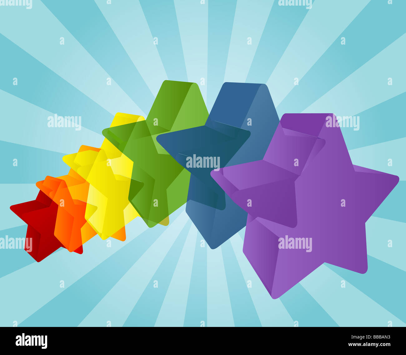 Translucent crystal star shapes geometric abstract illustration Stock