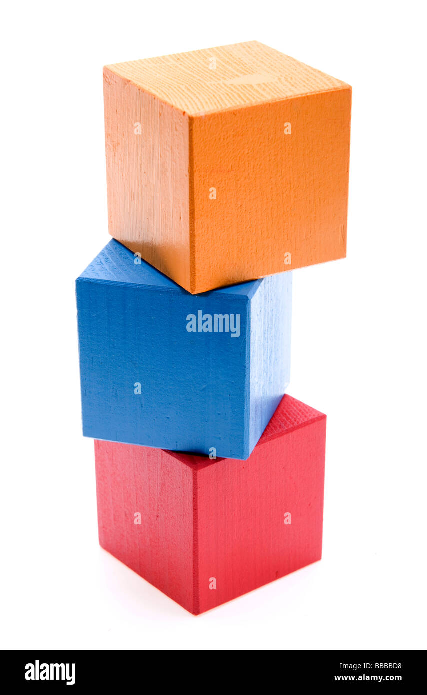 Toy cube color tower isolated Stock Photo