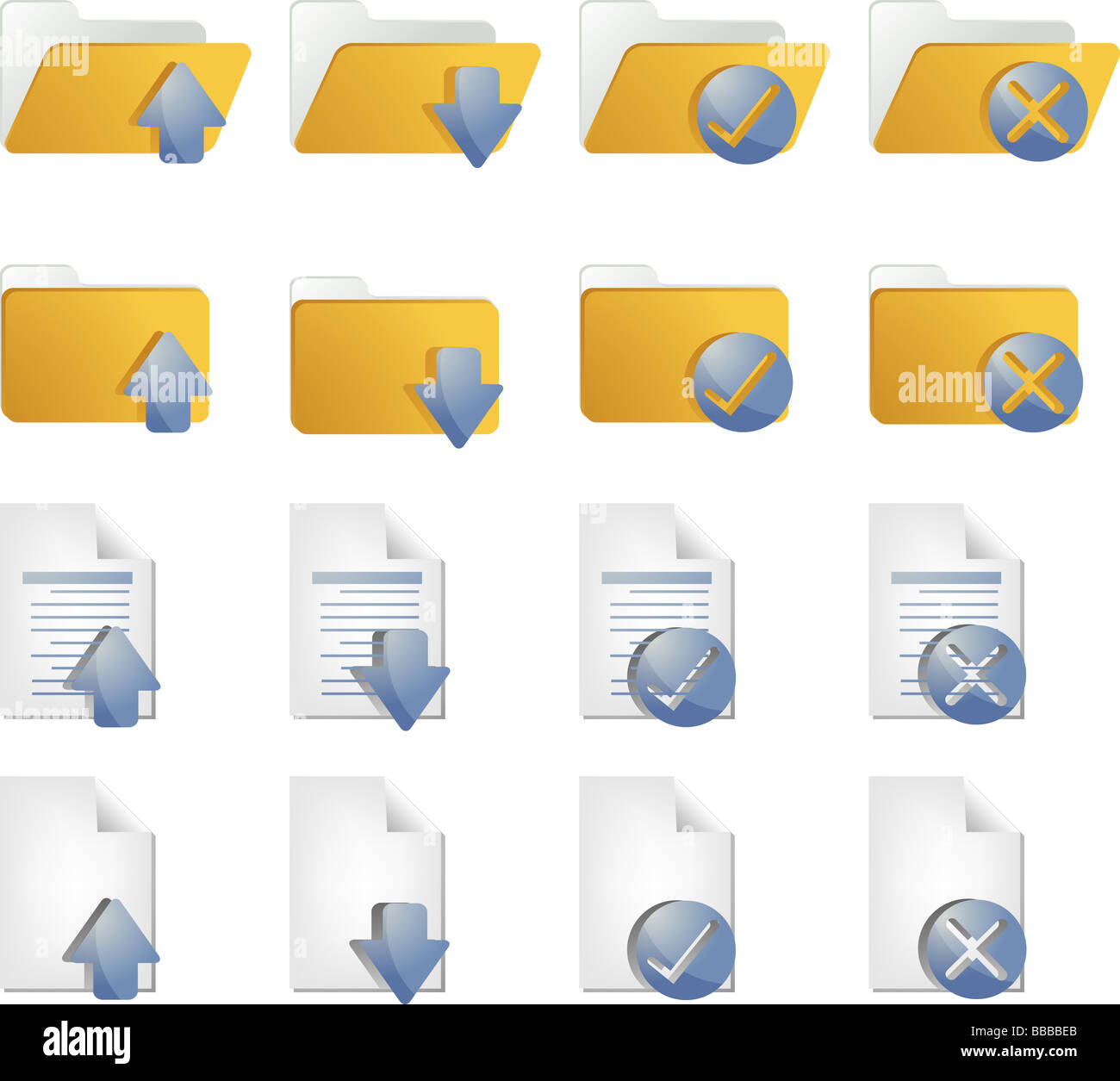 Document folder icon set with different operations Stock Photo - Alamy