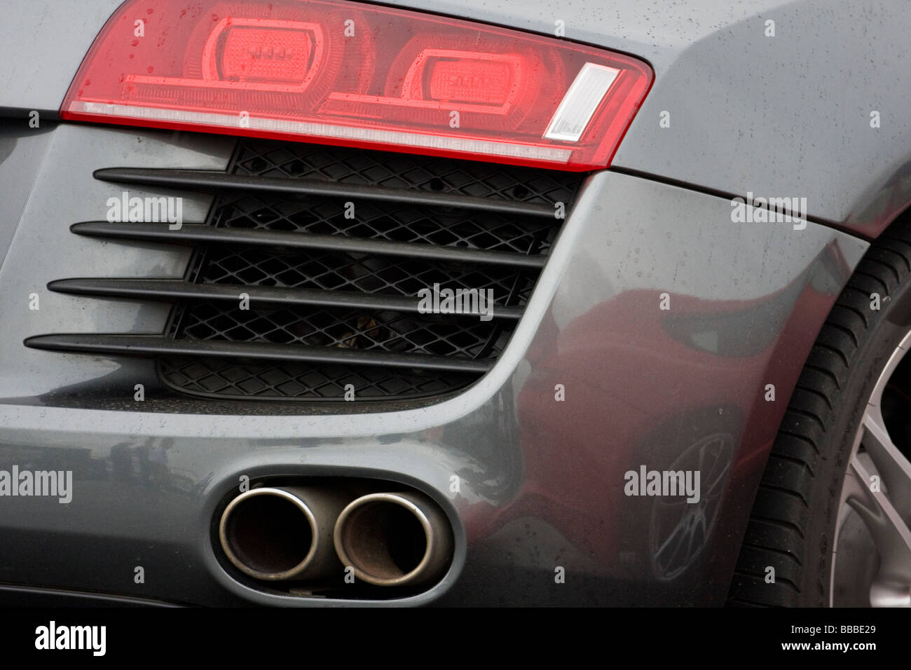 Audi R8 Supercar exhaust pipes Stock Photo Alamy