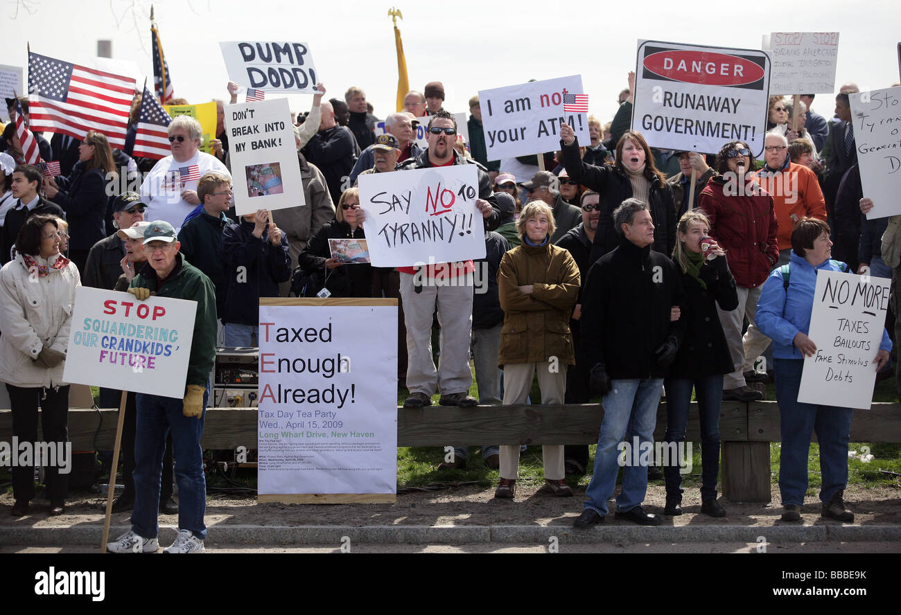 'Tea Party' Taxation protest in New Haven Connecticut USA Stock Photo