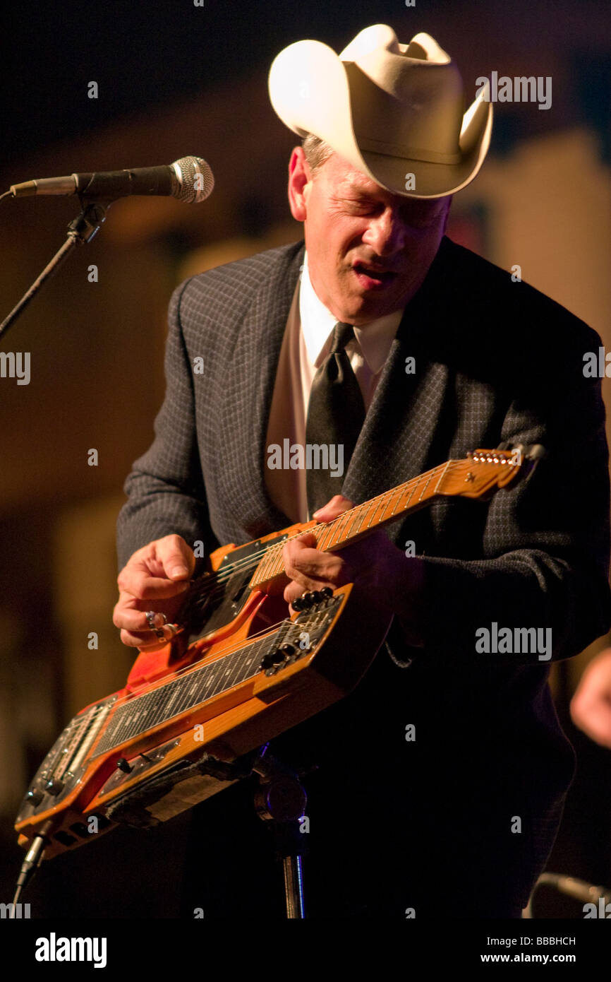 Junior Brown, a popular country music musician, is a guit steel guitar  player performing in concert at Club Axis, Arlington, Texas in July 2006  Stock Photo - Alamy