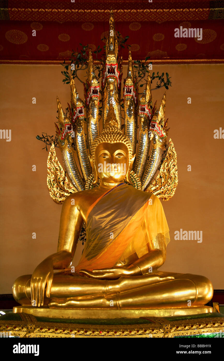 Gold Plated Buddha, Wat Pho, Bangkok, Thailand Stock Photo