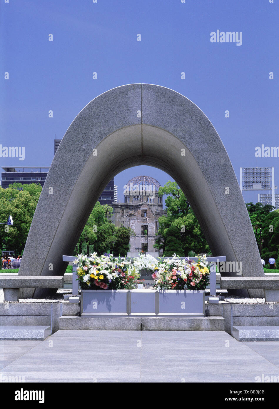 Japan Hiroshima Peace Memorial Park Memorial Cenotaph In Memory