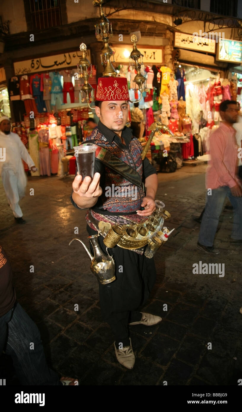 Water seller in the Hamidiyya Souq Damascus Syria Stock Photo