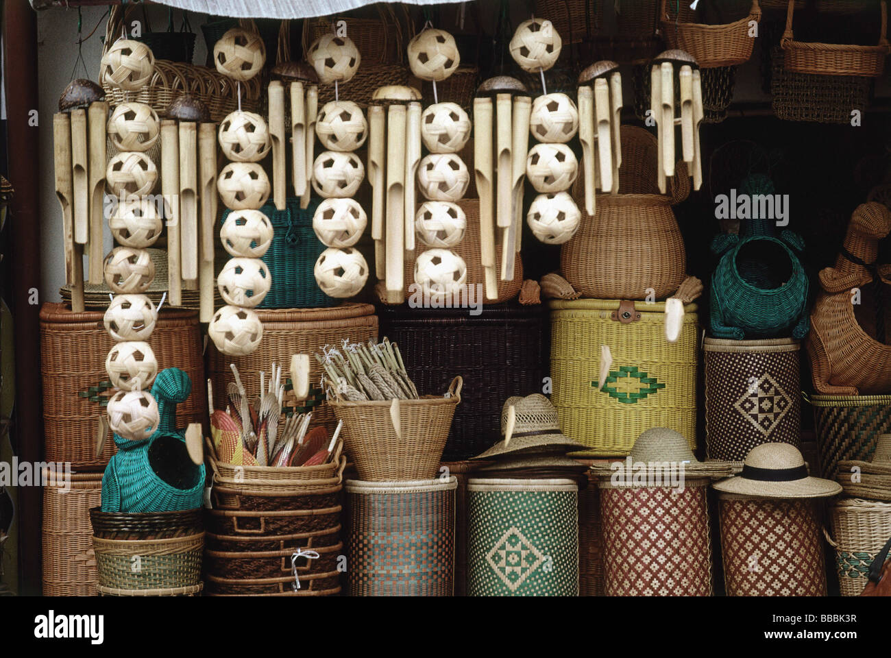Singapore, an Arab Street basket and rattanware emporium displays its