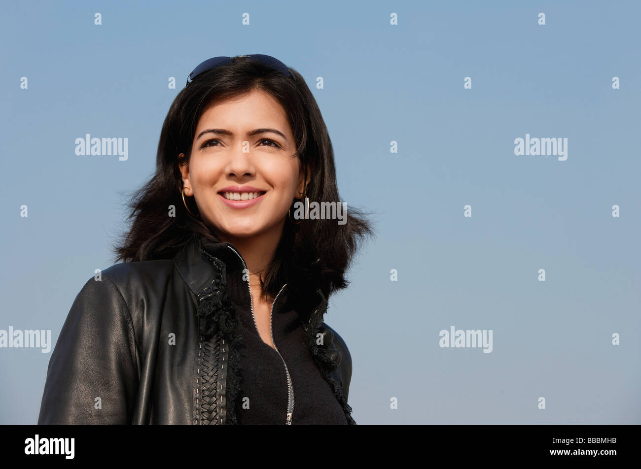 Woman in black leather jacket hi-res stock photography and images - Alamy