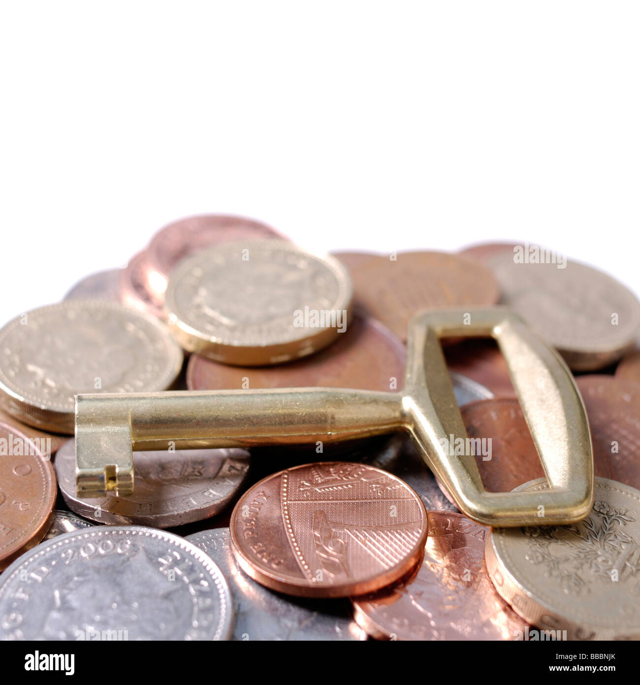 Money concept of Gold key to financial success Stock Photo