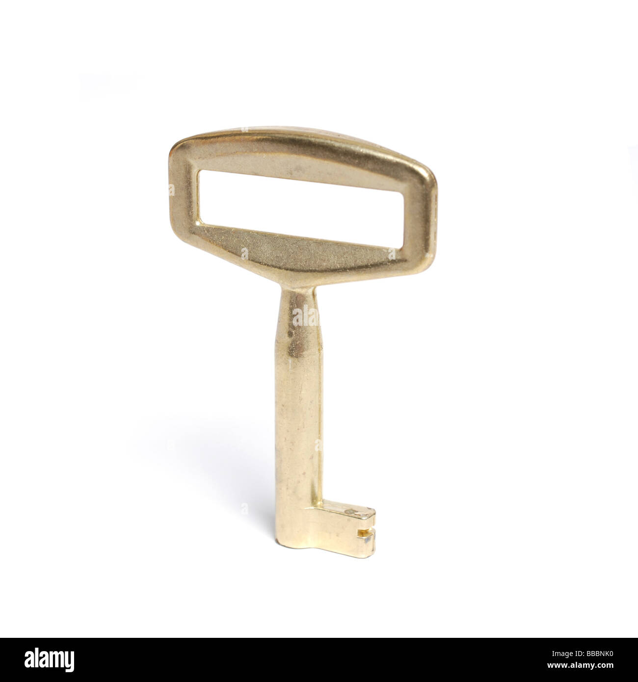Golden key isolated on white background Stock Photo