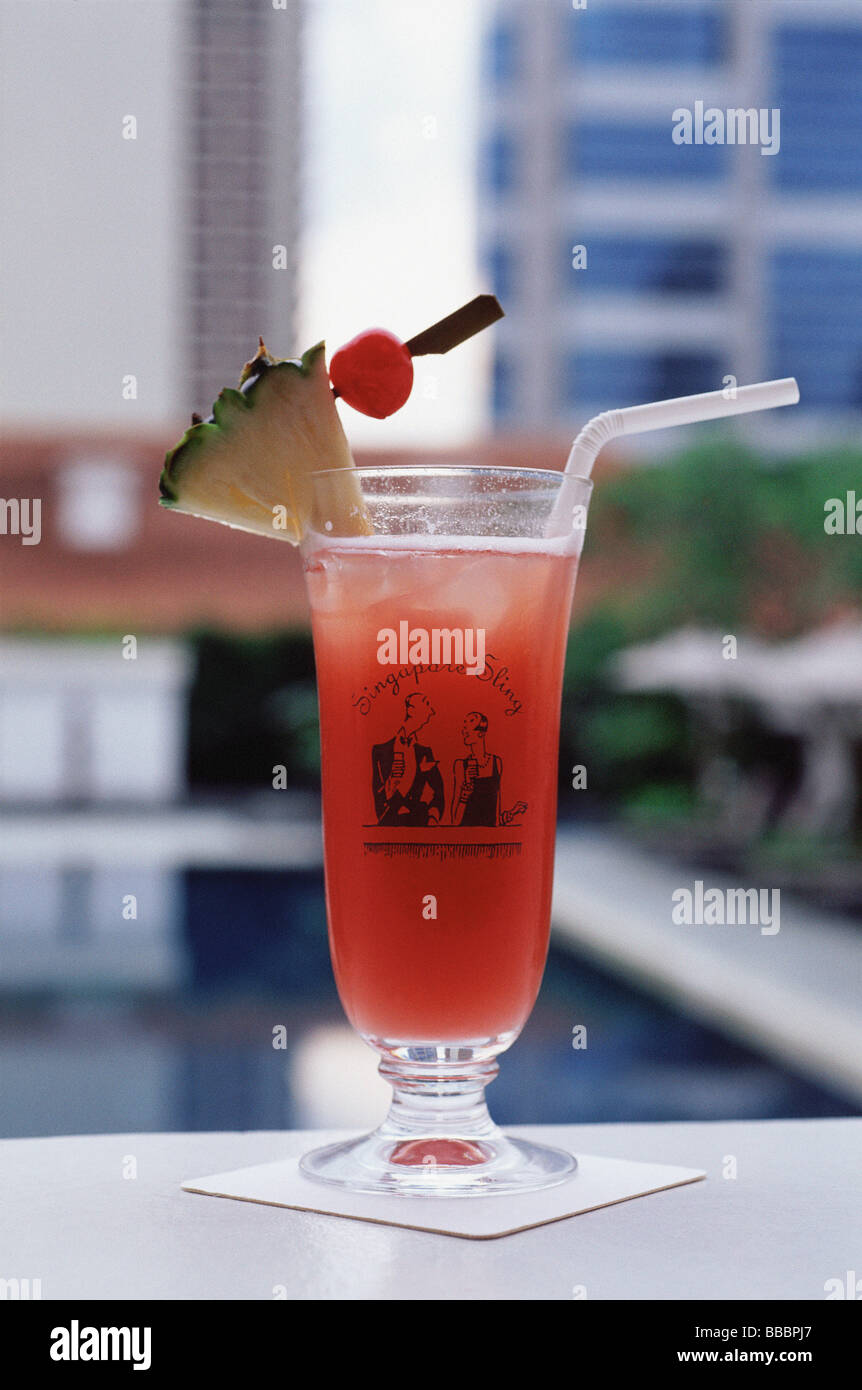 Singapore, Raffles Hotel, a Singapore Sling (mixed drink Stock Photo