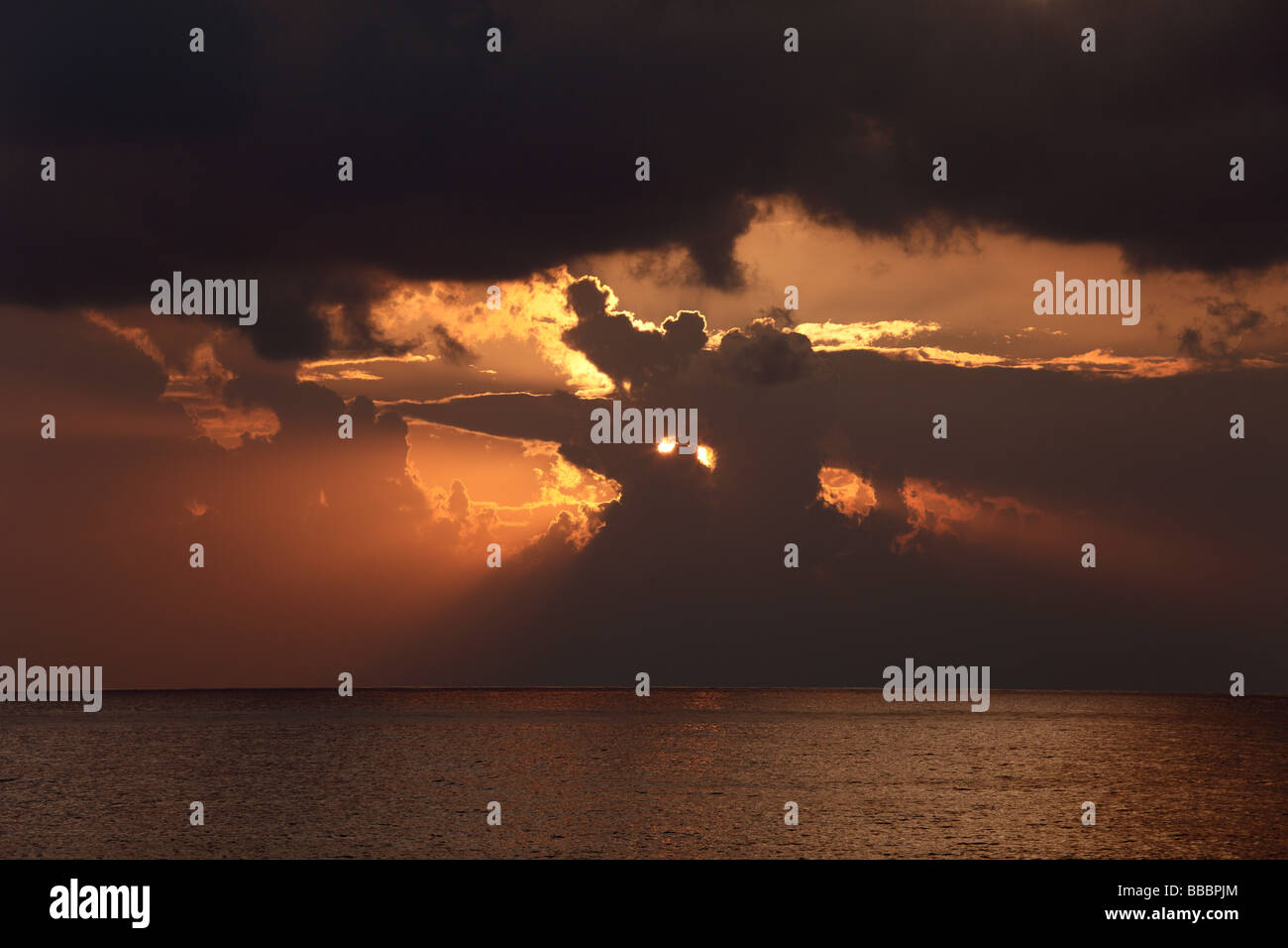 Evening mood, cloudy sky above the sea, La Palma, Canary Islands, Spain Stock Photo