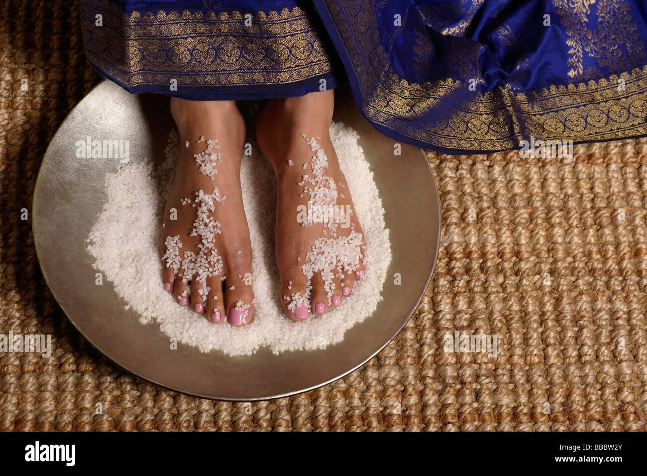 Indian woman's feet in salt scrub Stock Photo Alamy