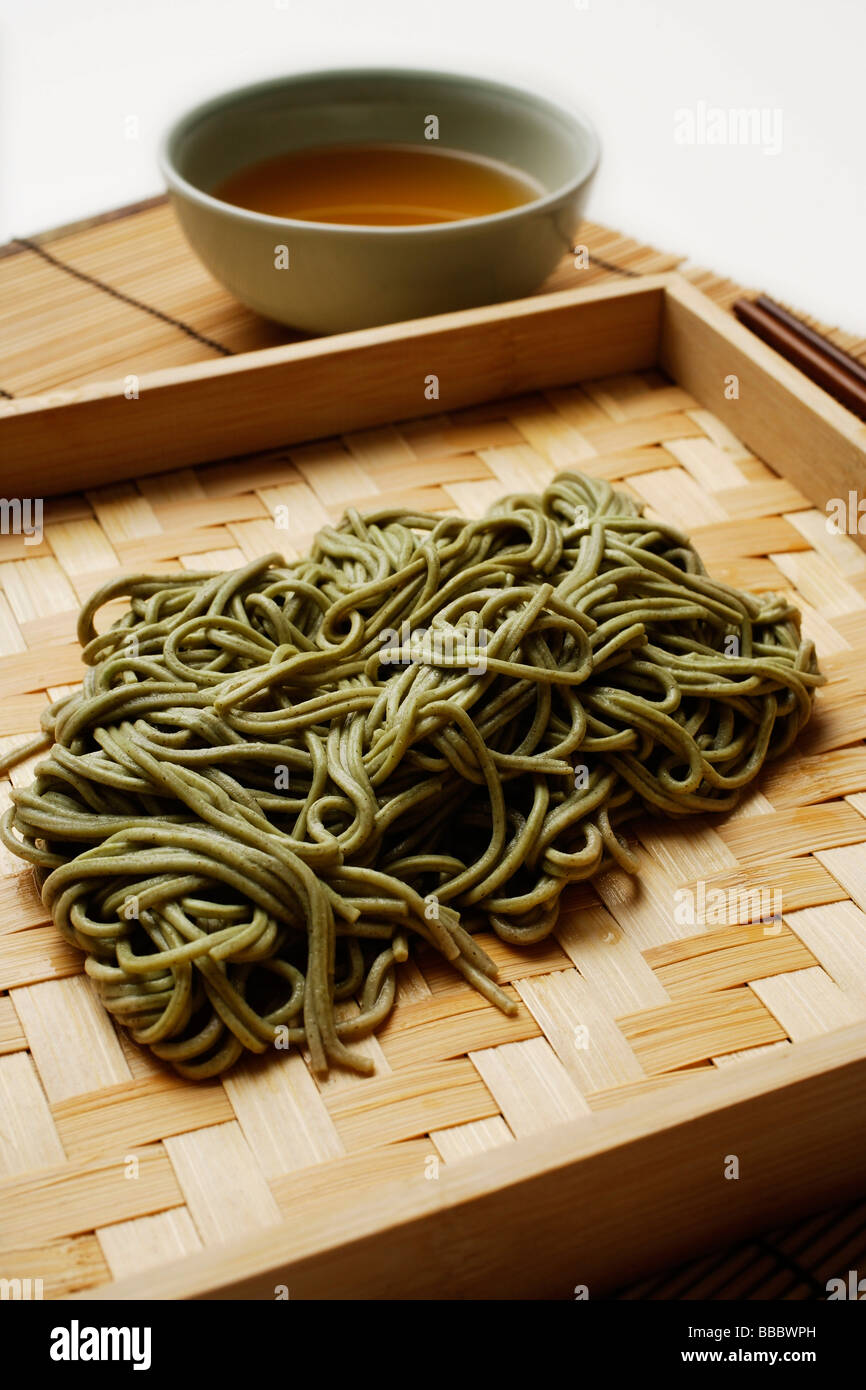 cooked soba noodles with sauce on the side Stock Photo Alamy