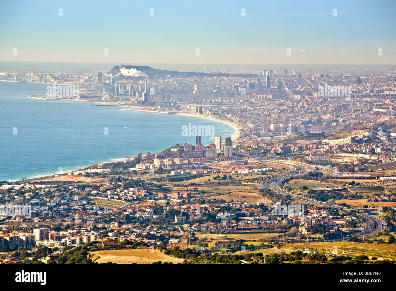 Barcelona city aerial view Stock Photo - Alamy