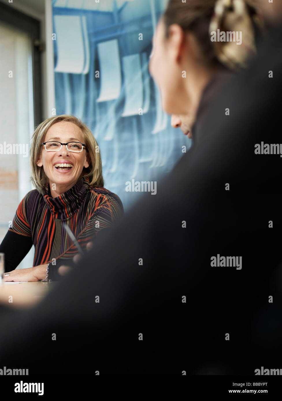 Business woman having a meeting Stock Photo