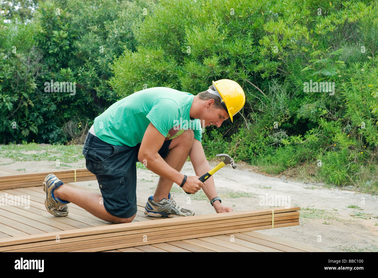 Man hammering in nail Stock Photo Alamy